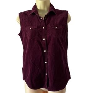 American Eagle Outfitters XS Purple Berry Snap Front Corduroy Blouse Westerncore